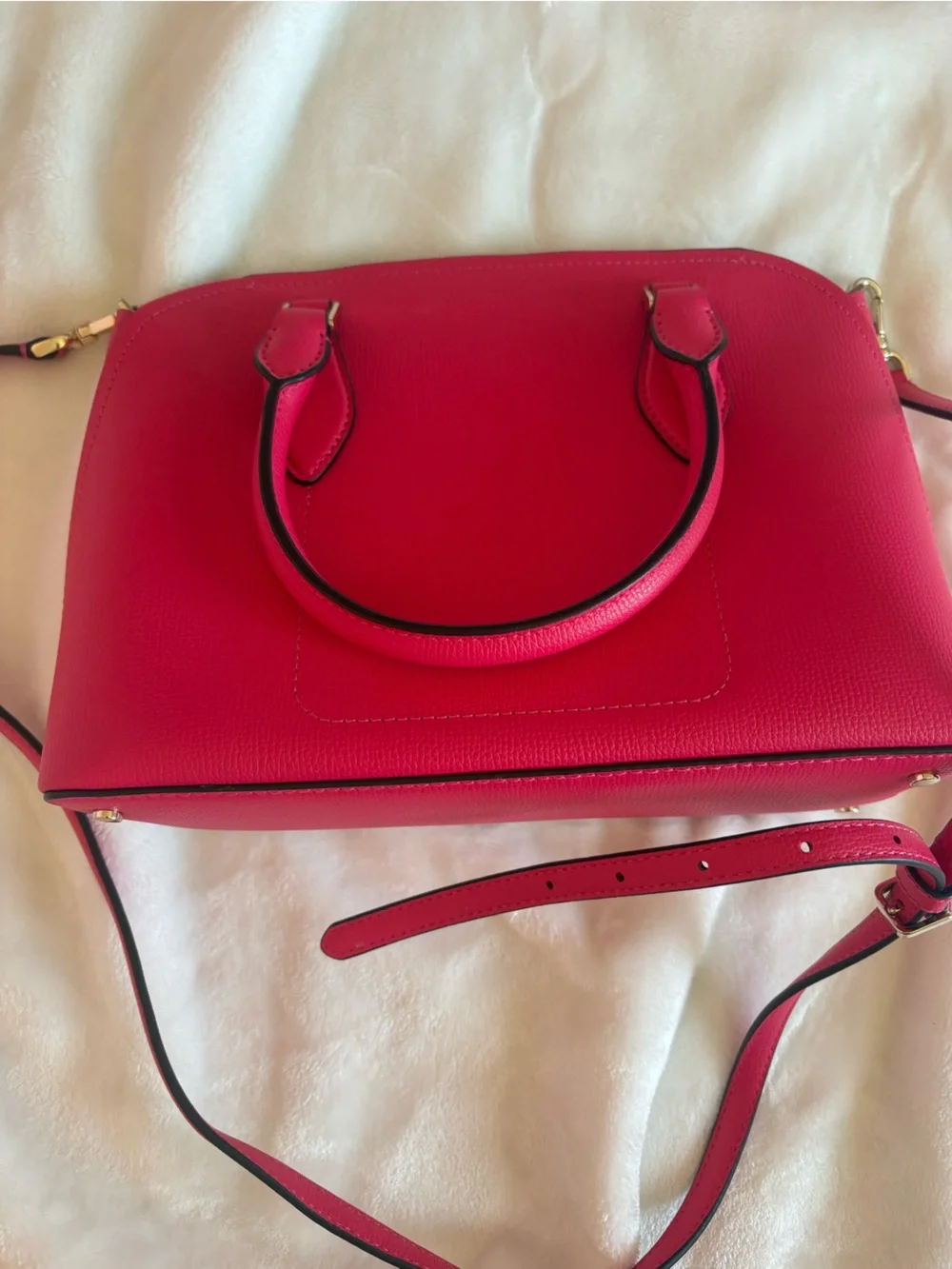 kate spade Bright Pink Pebbled Leather Satchel with Strap